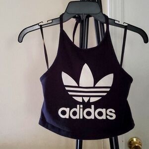 ADIDAS TREFOIL CROPPED HALTER TOP SIZE SMALL